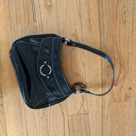 Nine&Co Black Shoulder Bag Black Leather - Picture 6 of 11